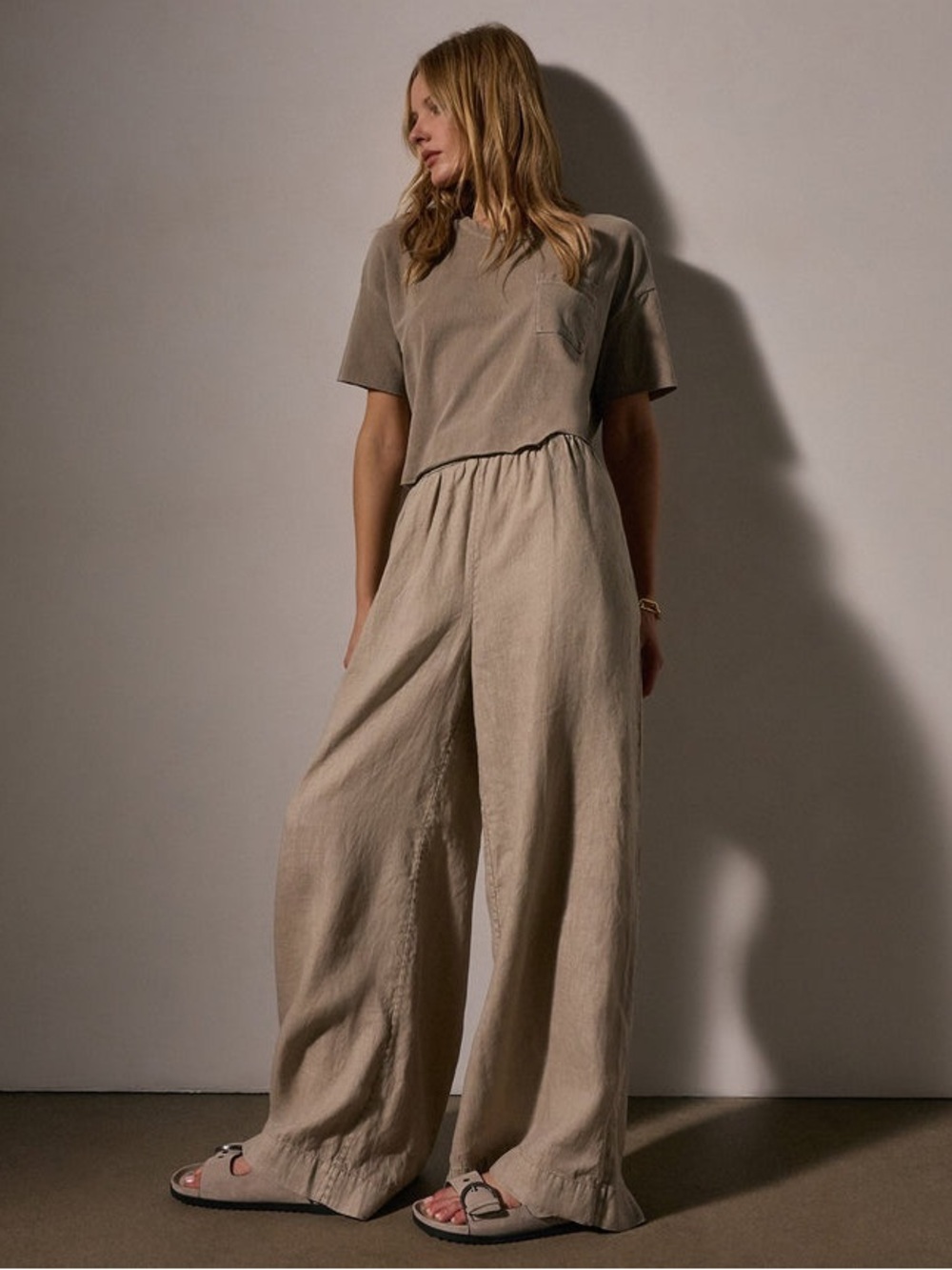 JAMES PERSE LIGHTWEIGHT LINEN WIDE LEG PANT